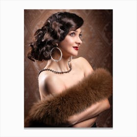 Woman in vintage style. Canvas Print