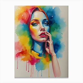 Girl With Colorful Hair Canvas Print