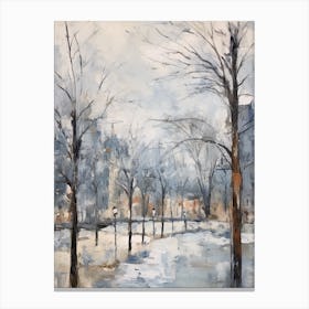 Winter City Park Painting Parc De La Tete D Or Lyon France 2 Canvas Print