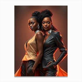 Two Black Women Posing in Fashion Canvas Print
