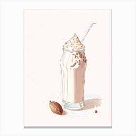 Almond Milkshake Dairy Food Pencil Illustration 3 Canvas Print