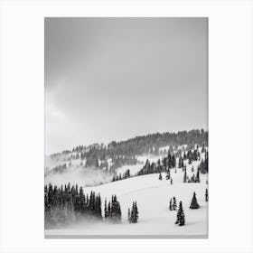 Courchevel, France Black And White Skiing Poster Canvas Print