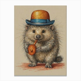 Hedgehog In A Hat 2 Canvas Print