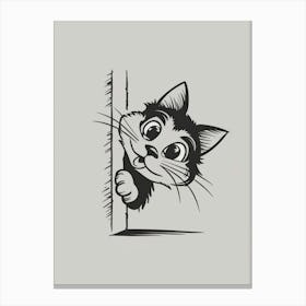 Cat Peeking Out Of The Corner Canvas Print