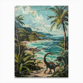 Dinosaur By The Sea Painting 2 Canvas Print