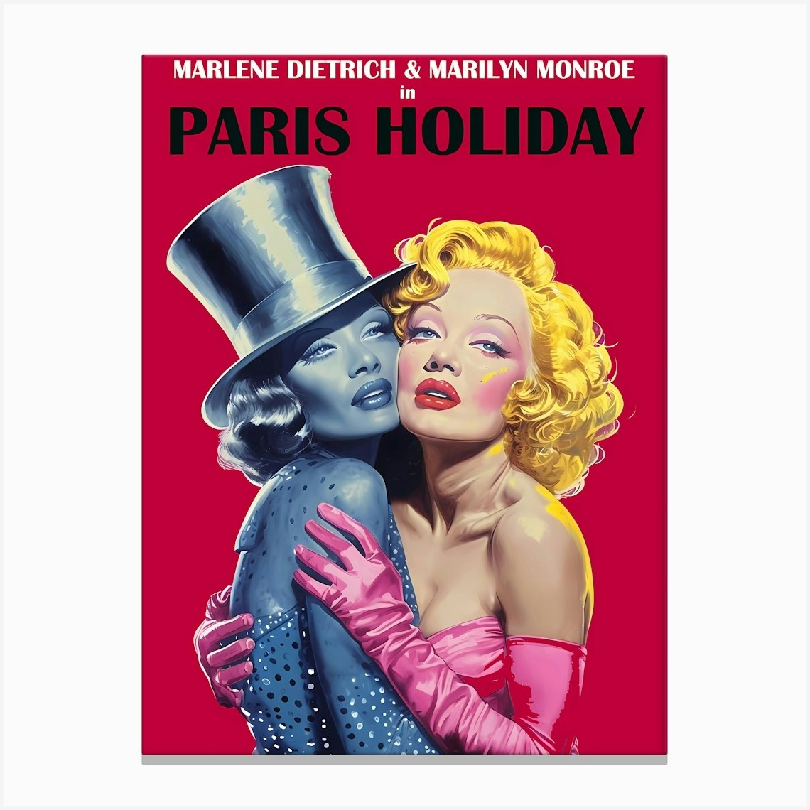 Vibrant Movie Poster Featuring Marlene Dietrich And Marilyn Monroe Canvas Print by Vintage Spirit