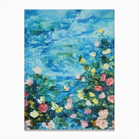 Rose Floral Print Bright Painting Flower Canvas Print