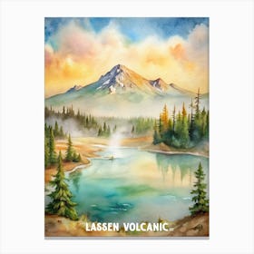 Lassen Volcanic National Park watercolor painting. Canvas Print