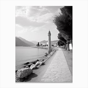 Budva, Montenegro, Black And White Old Photo 4 Canvas Print