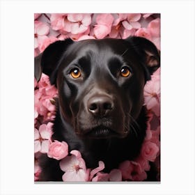 Labrador puppy with flower Canvas Print