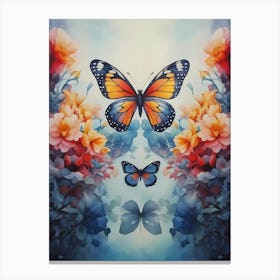 Butterfly And Flowers 7 Canvas Print