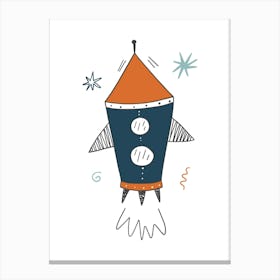 Rocket Ship Space Kids Room 1 Canvas Print