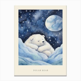 Baby Polar Bear 3 Sleeping In The Clouds Nursery Poster Canvas Print
