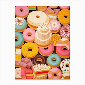 Donuts Vintage Illustration 8 Canvas Print