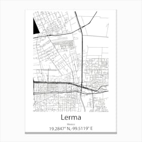 Lerma,Mexico Minimalist Map Canvas Print