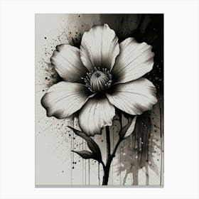 Black And White Flower Painting Canvas Print