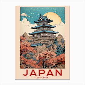 Gifu Castle, Visit Japan Vintage Travel Art 1 Canvas Print