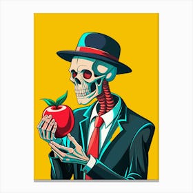 Skeleton Holding An Apple Canvas Print