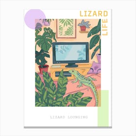 Lizard In The Living Room Modern Colourful Abstract Illustration 4 Poster Canvas Print
