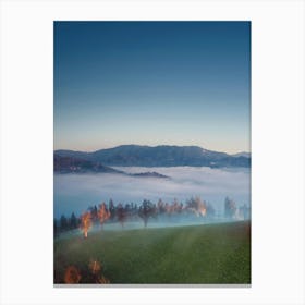 Foggy Morning In The Mountains Canvas Print