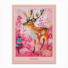 Floral Animal Painting Reindeer 4 Poster Canvas Print