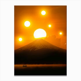 Six Suns Over Mount Fuji Asian Landscape Canvas Print
