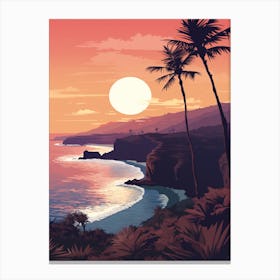 Illustration Of Hanauma Bay Honolulu Hawaii In Pink Tones 1 Canvas Print
