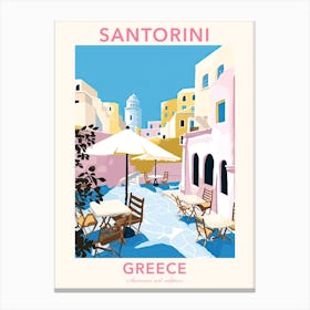 Santorini, Greece, Flat Pastels Tones Illustration 3 Poster Canvas Print
