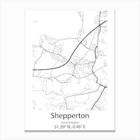 Shepperton,United Kingdom Minimalist Map Stampe su tela