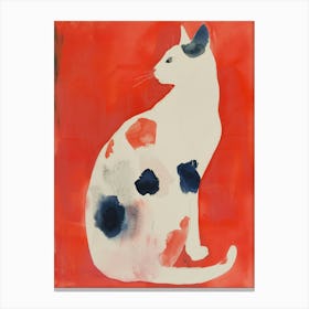 Cat On Red Canvas Print