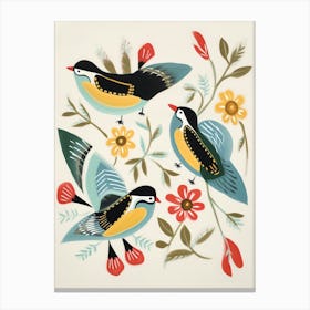 Folk Style Bird Painting Carolina Chickadee 3 Canvas Print