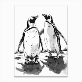 Emperor Penguin Squabbling Over Territory 4 Canvas Print