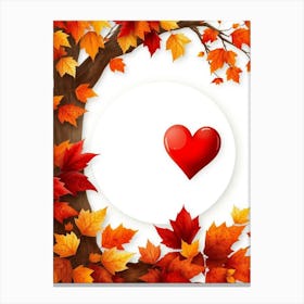 Autumn Leaves With Heart Canvas Print