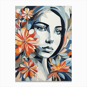 Abstract Of A Woman With Flowers 2 Canvas Print