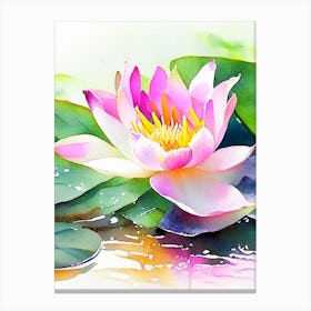 Lotus Flower In Garden Watercolour 3 Canvas Print