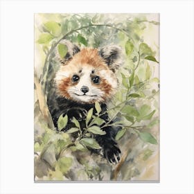 Storybook Animal Watercolour Red Panda 4 Canvas Print