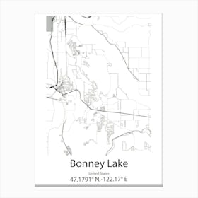 Bonney Lake,United States Minimalist Map Canvas Print