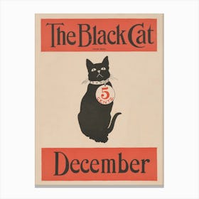 The Black Cat December Vintage Canvas Print
