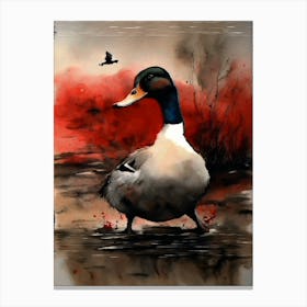 Mallard Duck Wall Art Above Tv Canvas Print