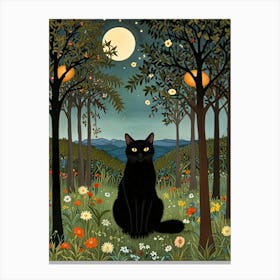 William Morris Black Cat In The Forest 1 Canvas Print