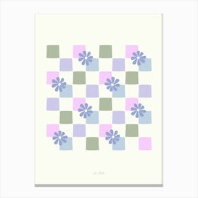 Lilac Sage Daisy Checkerboard Canvas Print