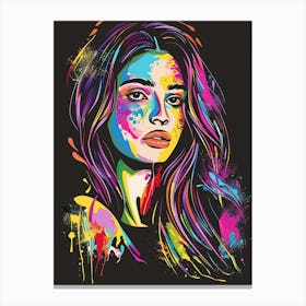 Girl With Colorful Paint Canvas Print