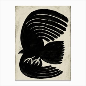 Black Hawk Bird On Neutral Canvas Print