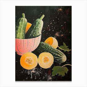 Courguette & Vegetables In A Bowl Art Deco Style Canvas Print