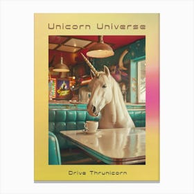 Unicorn In A Diner Retro Photo Inspired Poster Canvas Print