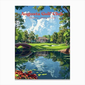 Augusta National Masters Tournament Travel Art Illustration Canvas Print