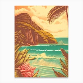 Kauai Hawaii Vintage Sketch Tropical Destination Canvas Print