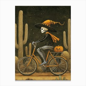 Skeleton On A Bike Canvas Print