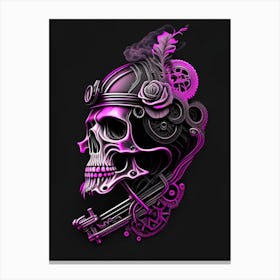 Skull With Intricate Linework Pink 2 Stream Punk Canvas Print