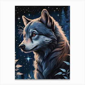 Wolf In The Night 1 Canvas Print